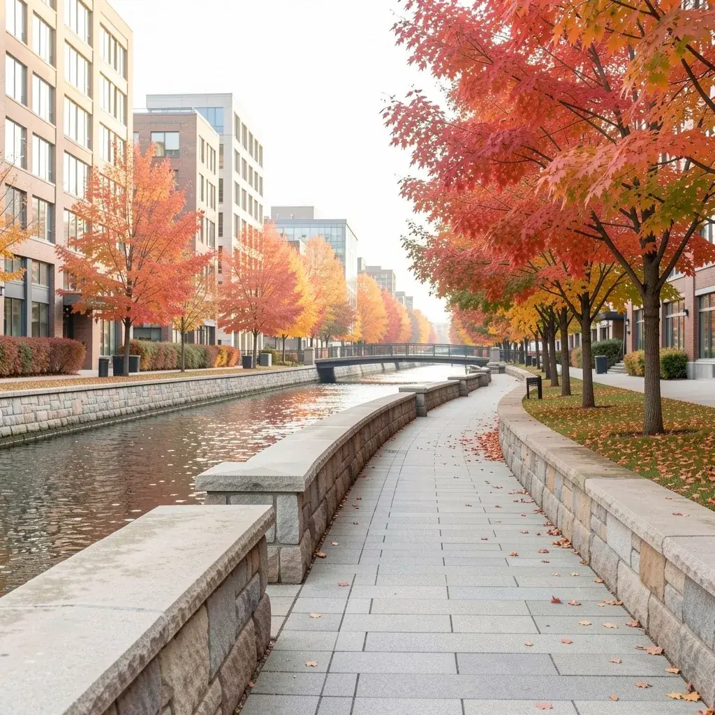 Pathway along the Rideau Canal in autumn