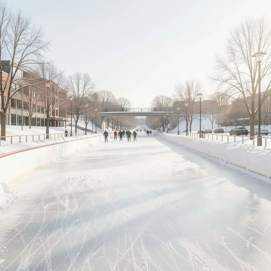 Skaters on the frozen Rideau Canal Skateway